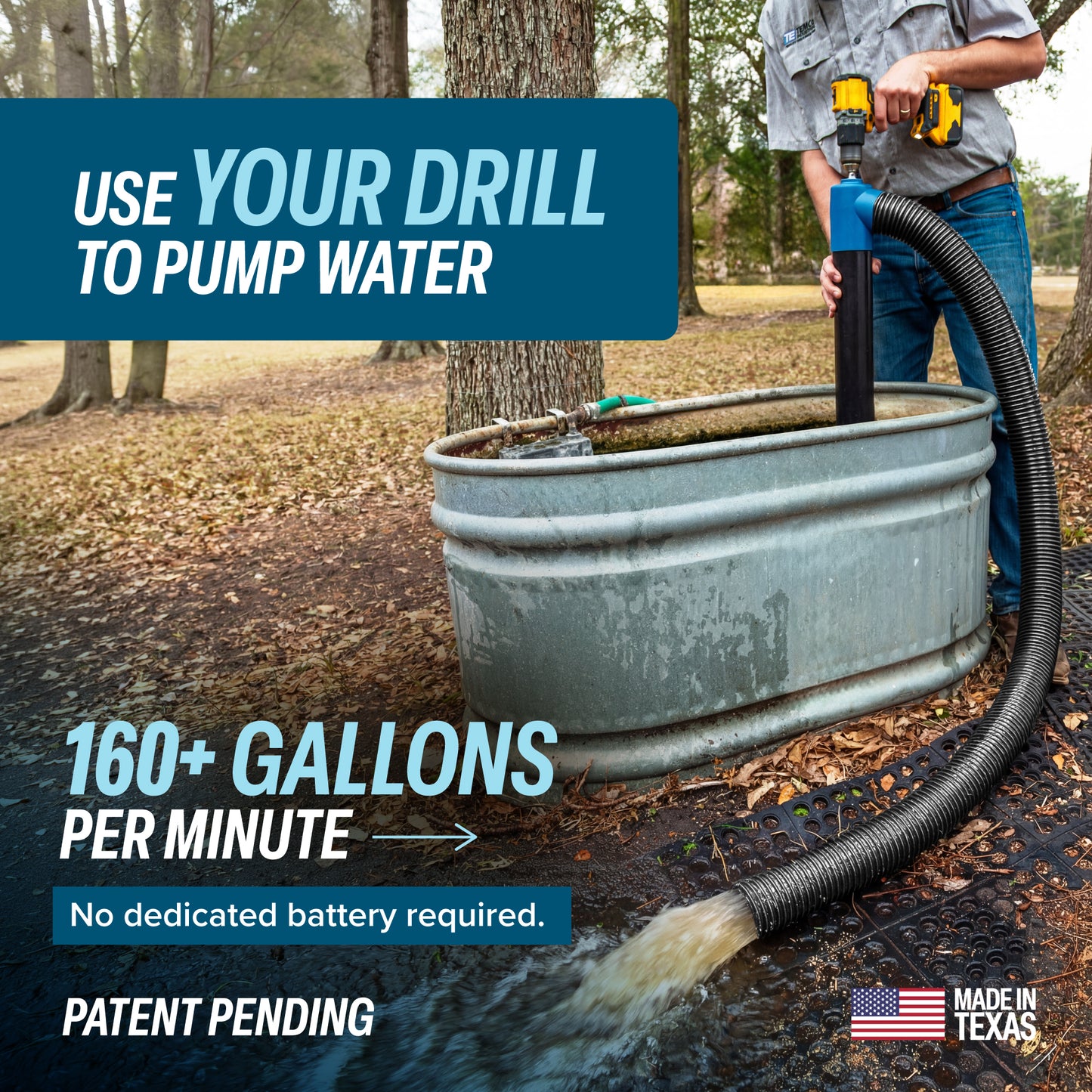 TEMCo Cordless Drill Powered Water Transfer Pump 9600 GPH